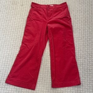 LOFT Red Wide-Leg Pants